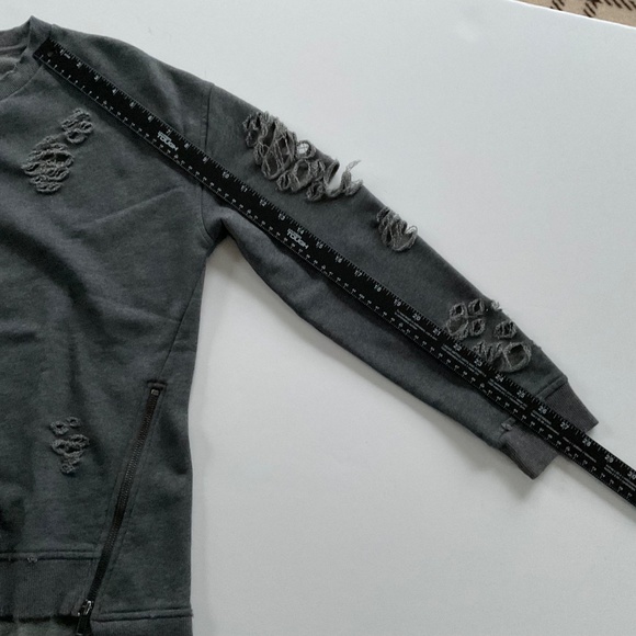 Joe's Collection Women Distressed Sweatshirt Sz S Gray Side Zip Grunge Rebel Y2K - Picture 6 of 10